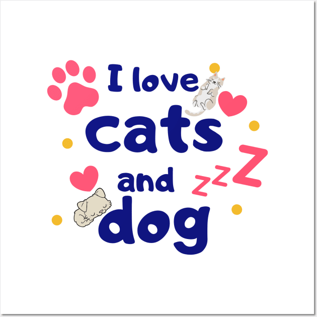 I love cat and dog Wall Art by MeKong